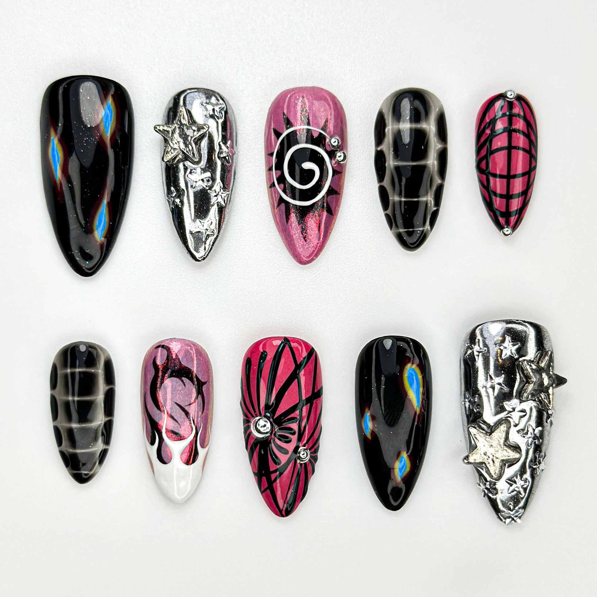 Cyber Star Chrome Press On Nail Set