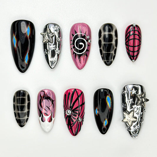 Cyber Star Chrome Press On Nail Set