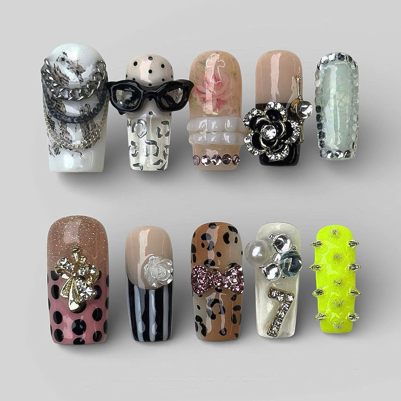 Eclectic Mix Press On Nails Luxury 3D Statement Nail Art Set