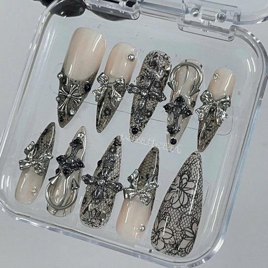 Elegant 3D Lace Cross Nail Art Set
