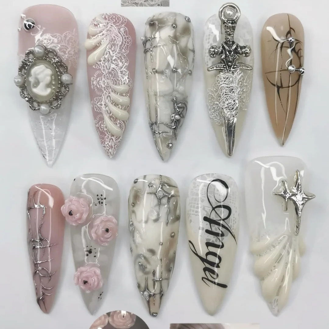 Elegant Angel Lace Press On Nail Set