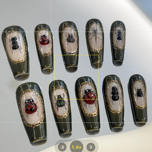 Elegant Insect Nail Art Set - Unique Handcrafted Design