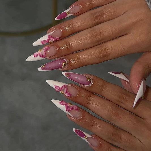 Elegant Orchid Bloom Press-On Nails with Graceful Charm