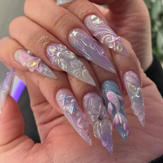 Enchanting Ocean Fantasy Press On Nails with Art