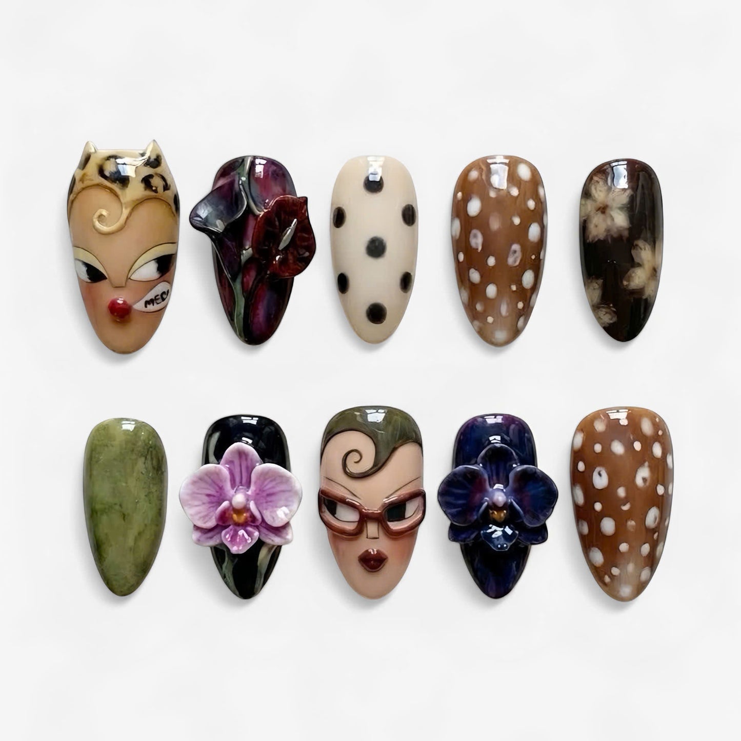 Fantasy Nature Face Art Press On Nails Set