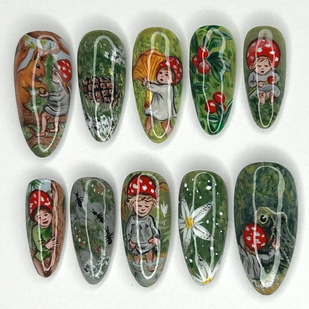Forest Story Press On Nails Fairy Mushroom Woodland Design