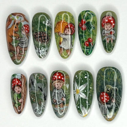 Forest Story Press On Nails Fairy Mushroom Woodland Design