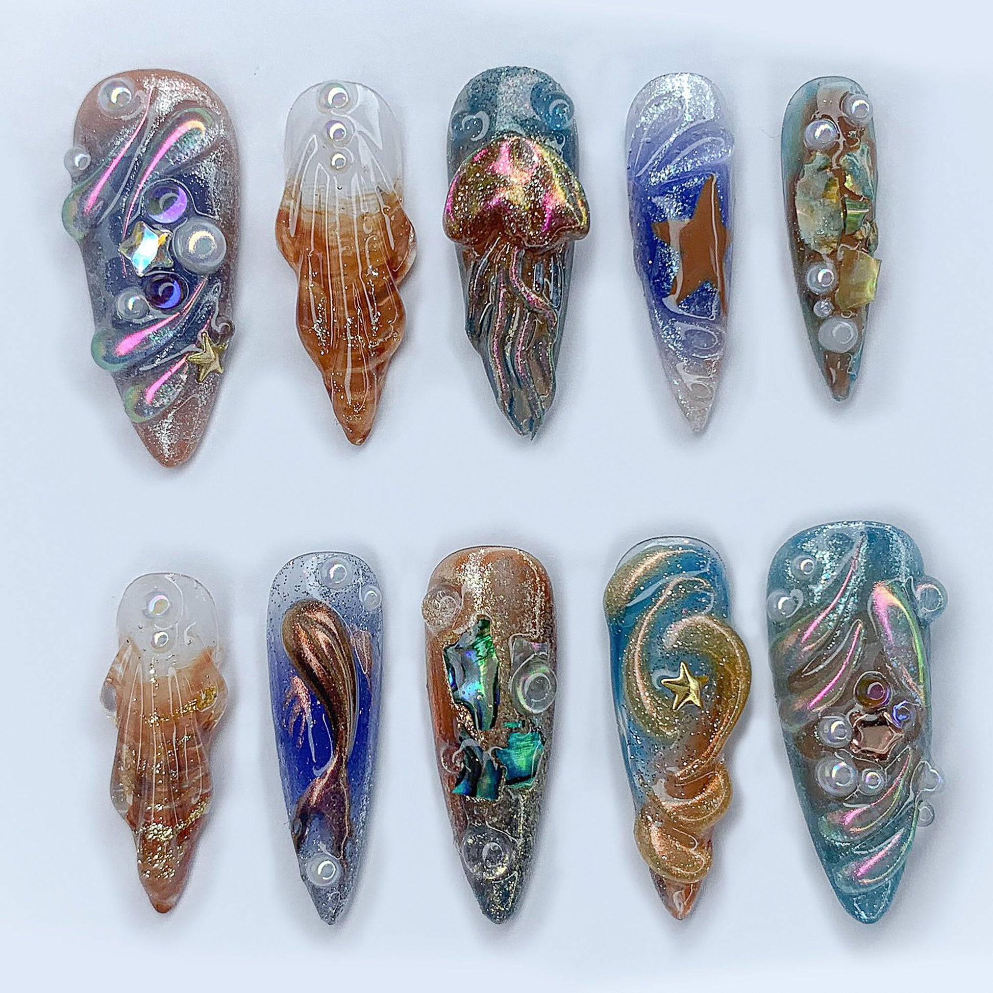 Free Style Chrome Press On Nails Set