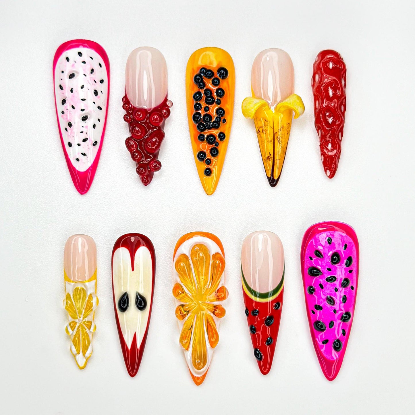 Fruity 3D Summer Tropical Press On Nails