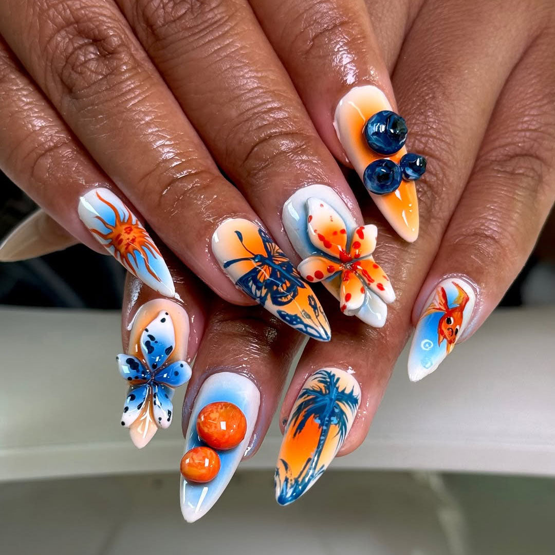 Golden Sunrise Press On Nails, Warm Orange Glow