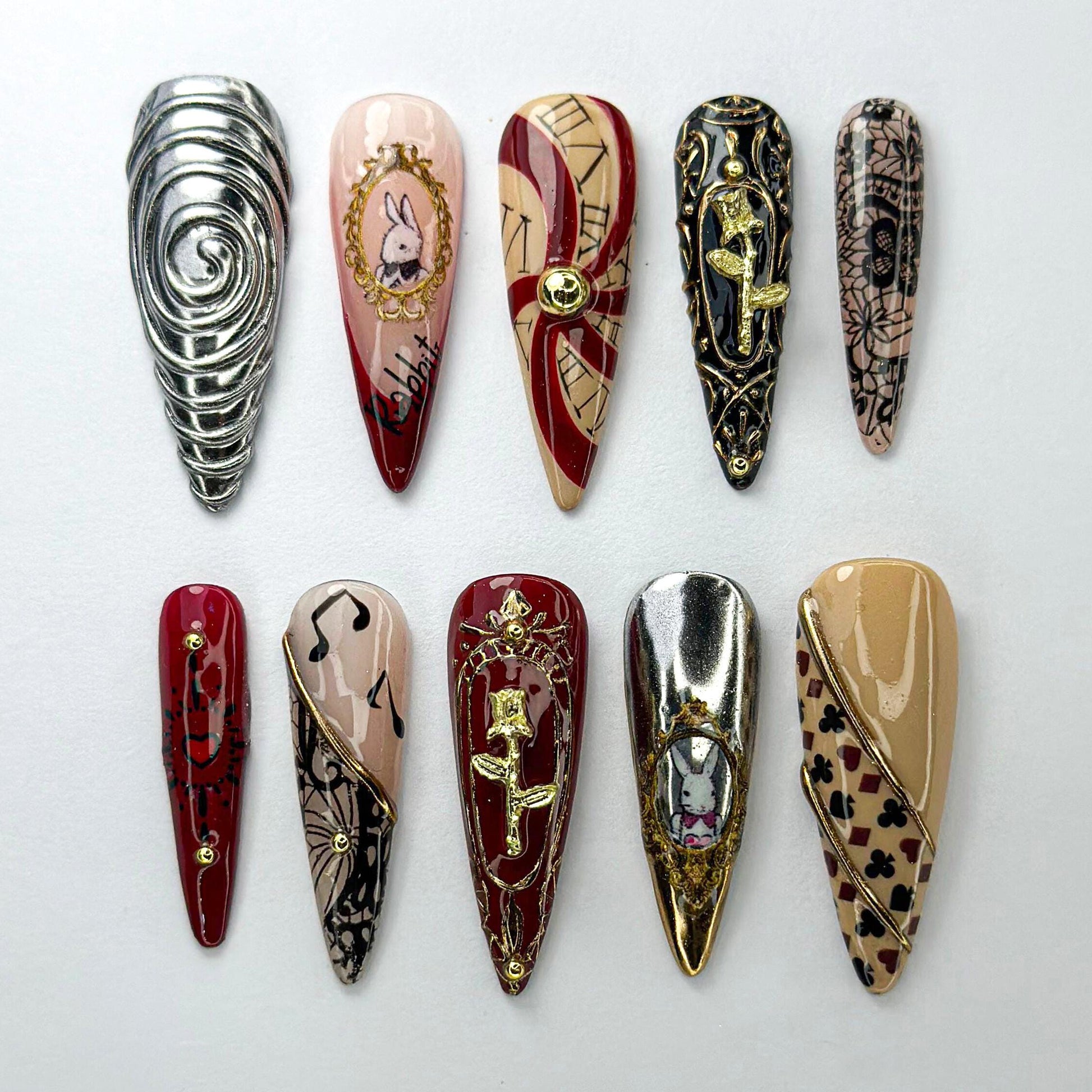 Gothic Alice in Wonderland Press-On Nails 