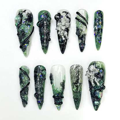 Gothic Angel 3D Press On Nail Set