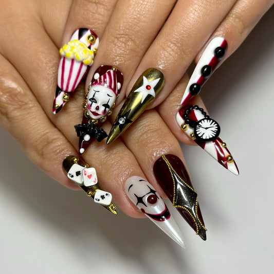 Halloween Circus Press On Nails - Carnival Circus Clown Press On Nails