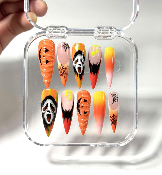 Halloween Press On Nails  - Halloween Ghost Face Press On Nails