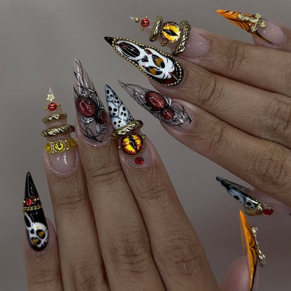 Handcrafted Alien Eye Angel Gothic Abstract Press On Nails