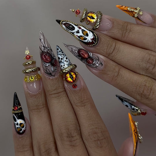 Handcrafted Alien Eye Angel Gothic Abstract Press On Nails