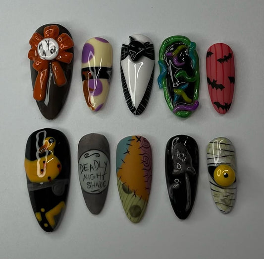 Handmade Nightmare Before Christmas Inspired Halloween Gothic Nails