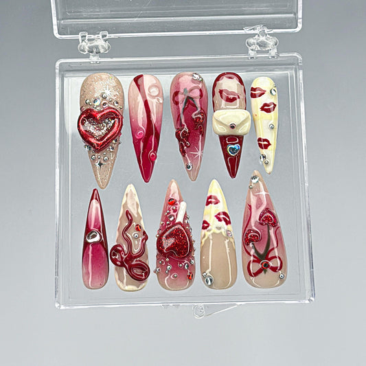 Handmade Valentine’s Day Press On Nails 