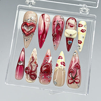 Handmade Valentine’s Day Press On Nails