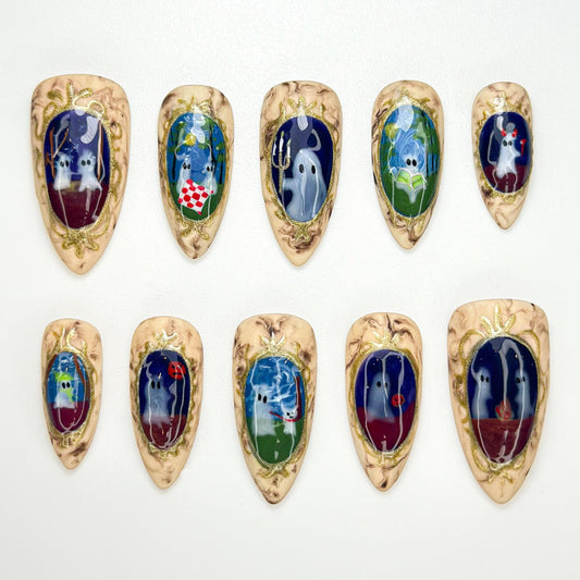 Haunted Portrait Gallery Press On Nails  - Haunted Ghost Portrait Press On Nails
