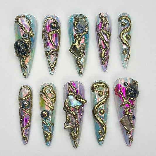 Holographic Fantasy Chrome Nails
