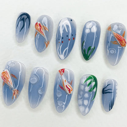 Jelly Koi Fish Press On Nails - Koi Pond Jelly Press On Nails