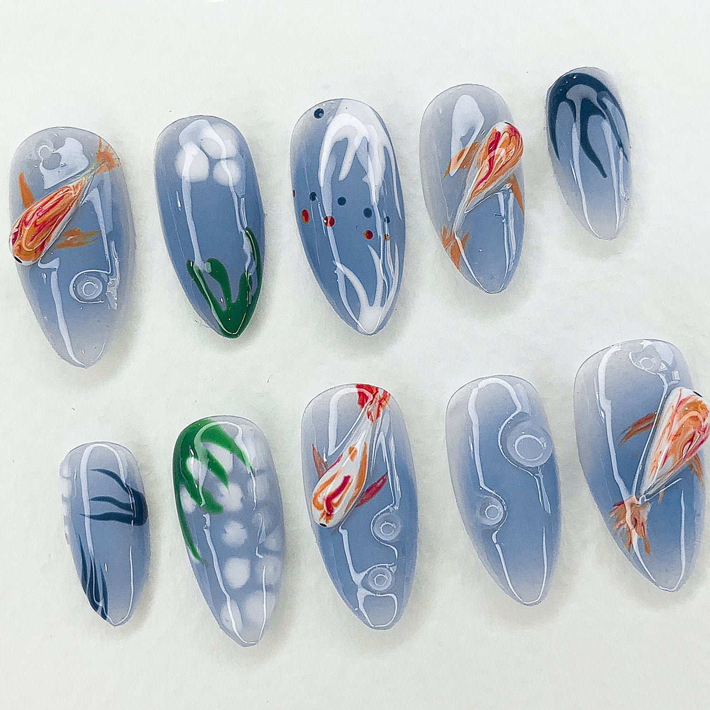 Jelly Koi Fish Press On Nails - Koi Pond Jelly Press On Nails