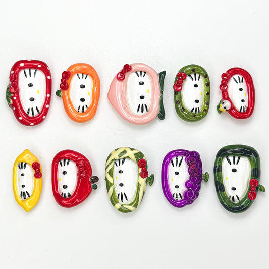 Kawaii Fruit Kitty Press On Nails Set Cute 3D