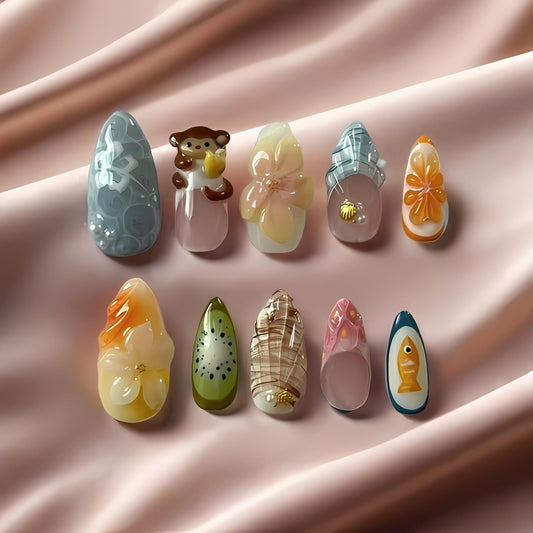 Kawaii Monkey Press On Nails