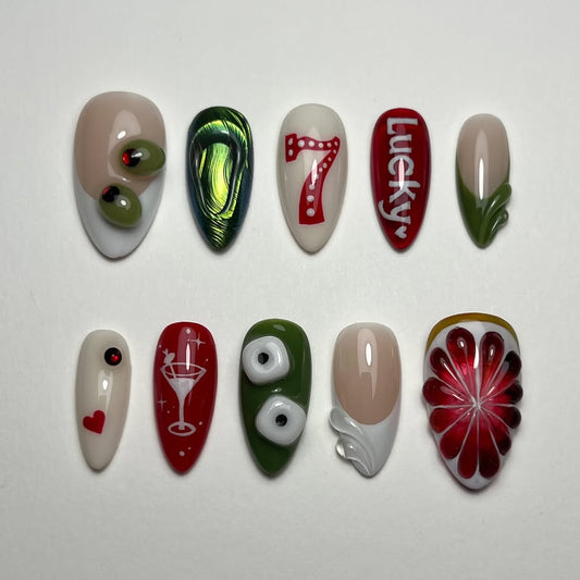 Lucky Casino Cocktail Press On Nails Party Night Set