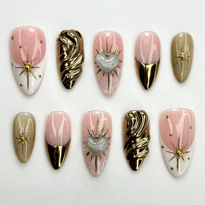 Luxe Gold Star Heart Nail Art Set - Trendy & Elegant