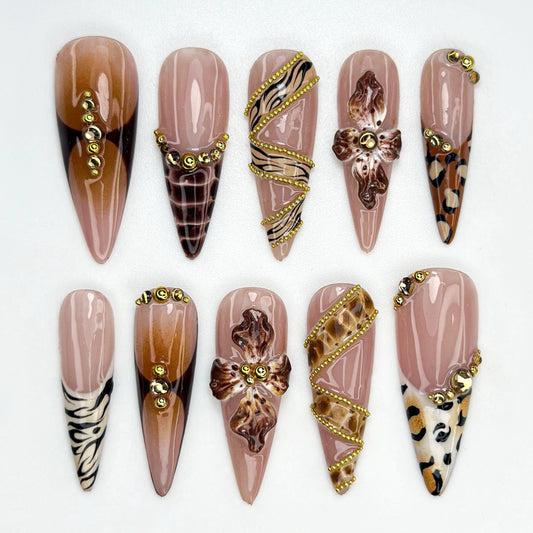 Luxury Animal Print Press On Nails Set
