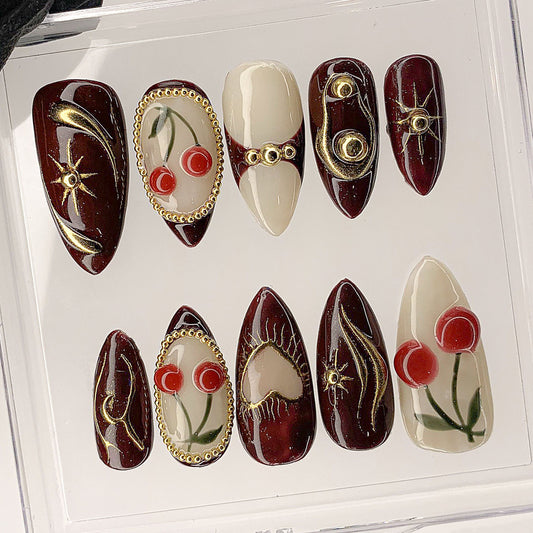 Luxury Red Cherry Press On Nails