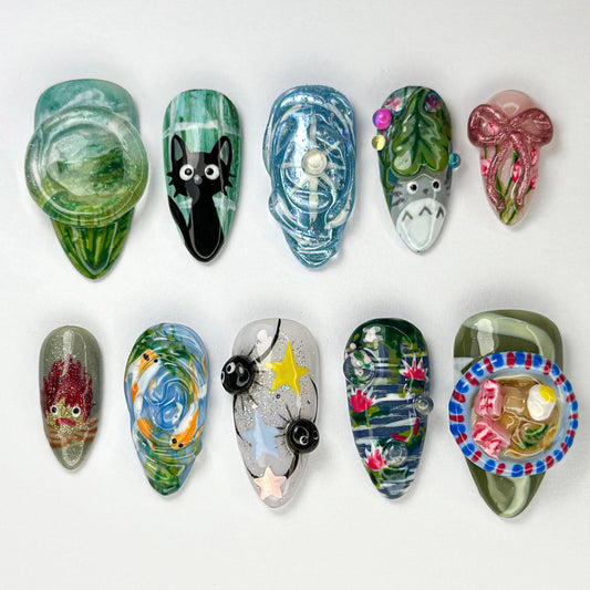 Magical 3D Anime Press-On Nails, Fantasy Collection