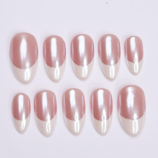 Minimal Pearl French Tip Press On Nails