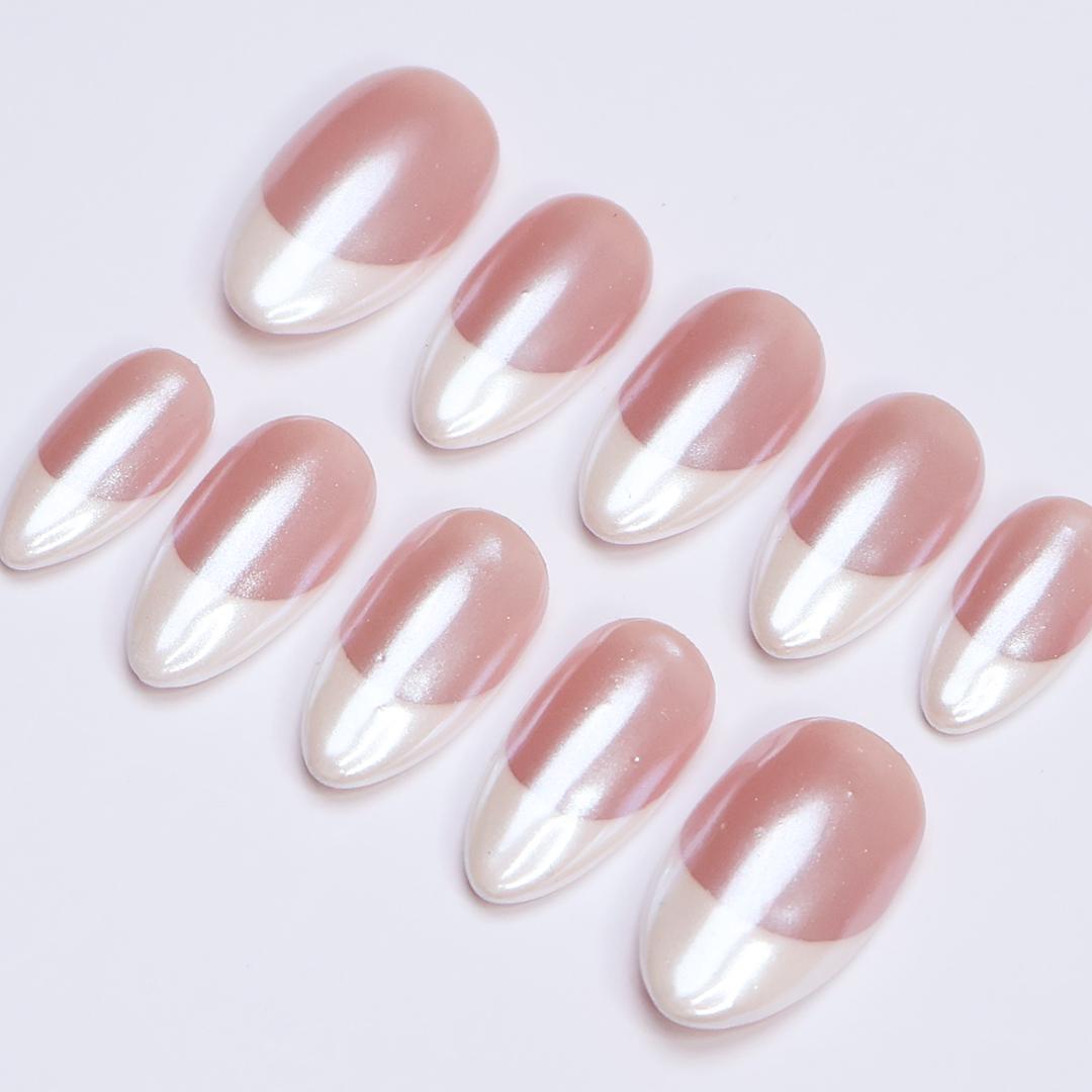Minimal Pearl French Tip Press On Nails