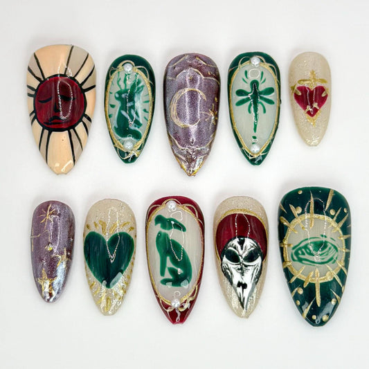 Mystic Green Tarot Press On Nails Set