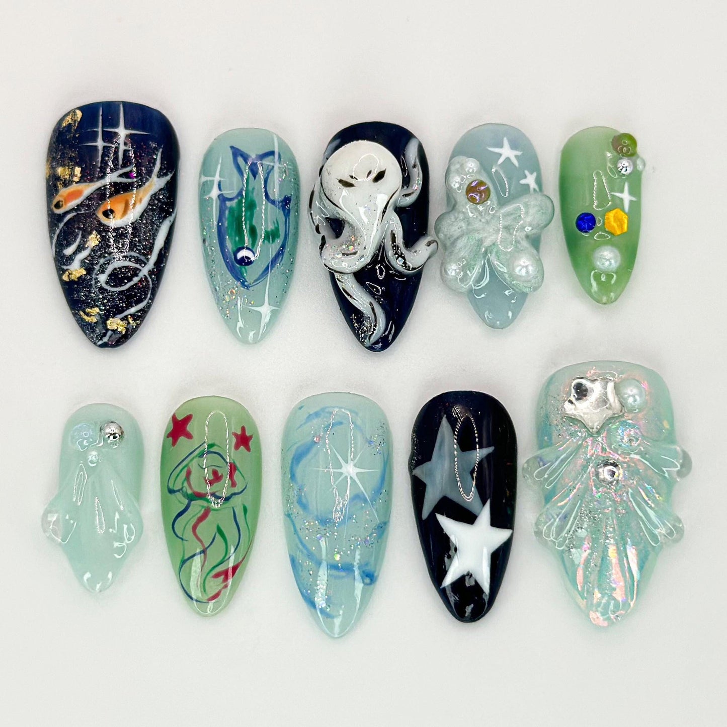 Mystic Ocean Star Press On Nails
