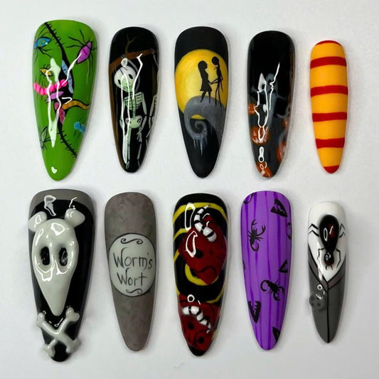 Nightmare Before Christmas Press On Nails - Halloween Gothic Spooky Press On Nails