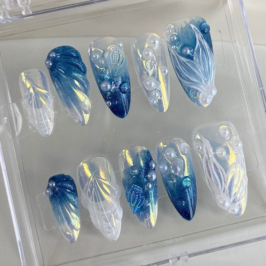 Oceanic Pearl Fantasy Press On Nails