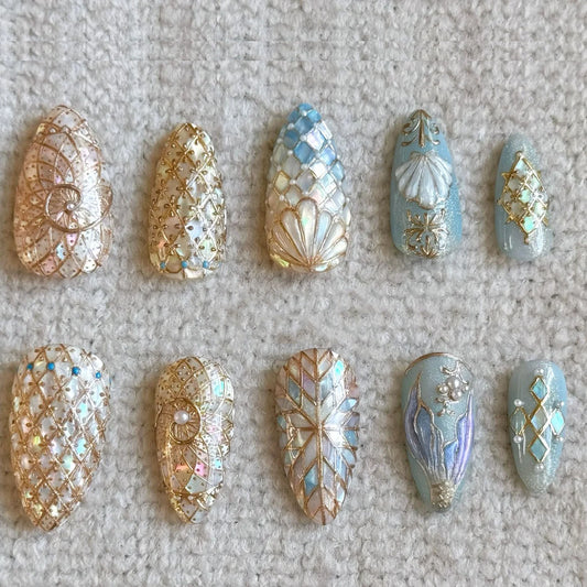 Opulent Seashell Press On Nail Art Set