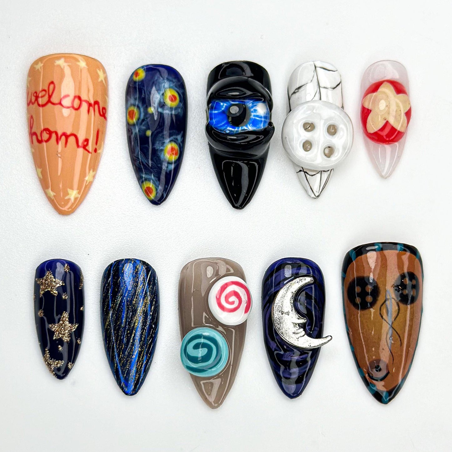 Other World Fantasy Press-On Nails with Mystic Charm.