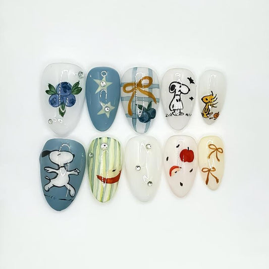 Playful Cartoon Style Press On Nails Set
