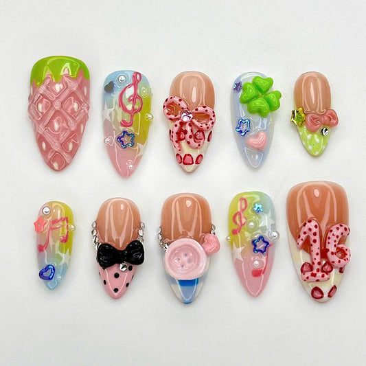 Playful Strawberry 3D Press On Nail Set