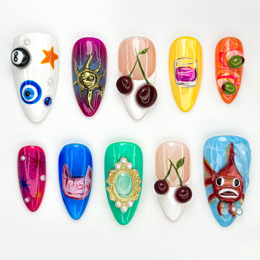 Pop Art Summer Cocktail Press On Nails Set