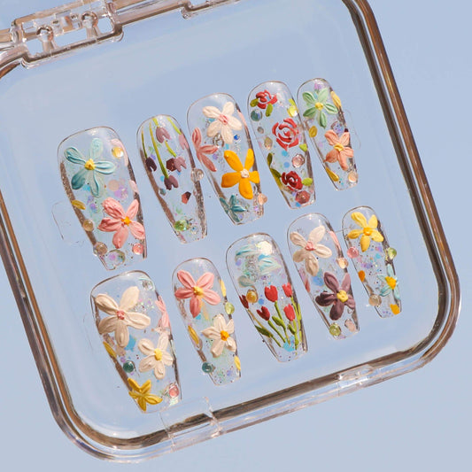 Rainbow Garden Press On Nails