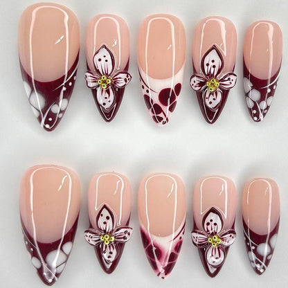 Red French Tips Press On Nails