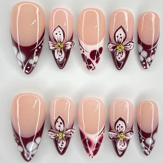 Red French Tips Press On Nails