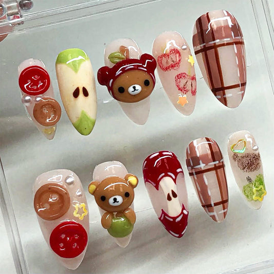 Retro Chocolate Swirl Press-On Nails Set