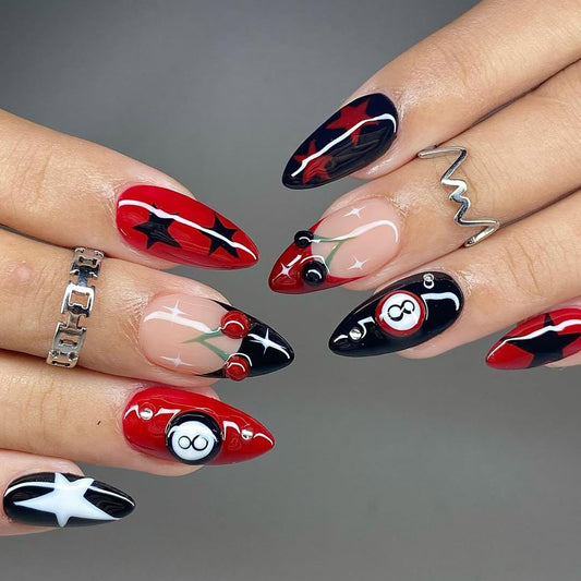 Rockabilly Star Pool Press-On Nails with Retro Vibes